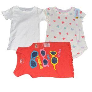 Cat & Jack Carters & OshKosh Bgosh Girls T-Shirts Bundle 4/5 & 5T Cotton & Recyc